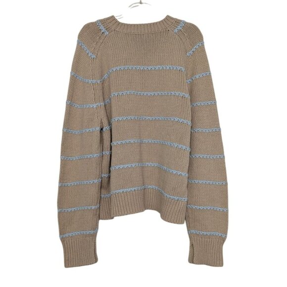 NEW Madewell Stripe Textured Cotton Crewneck Sweater Size XXL Beige Cozy NS655 - Picture 7 of 11